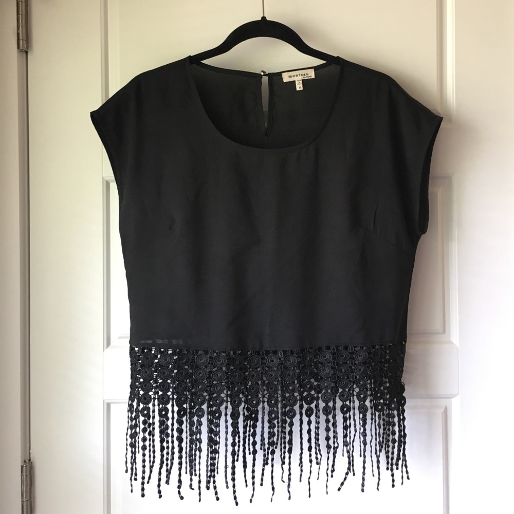 Black Tassel Crop Top